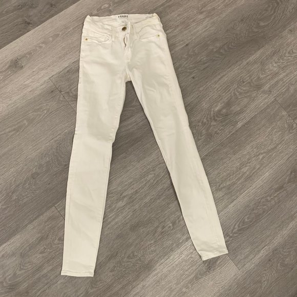 frame white skinny jeans